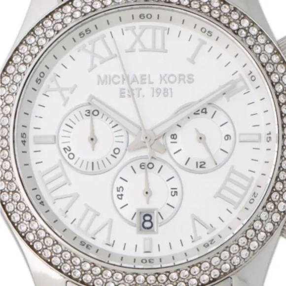 Michael Kors Silver Crystal-Accented Stainless Watch Michael Kors | Accessories | Michael Kors Silver  main image 3